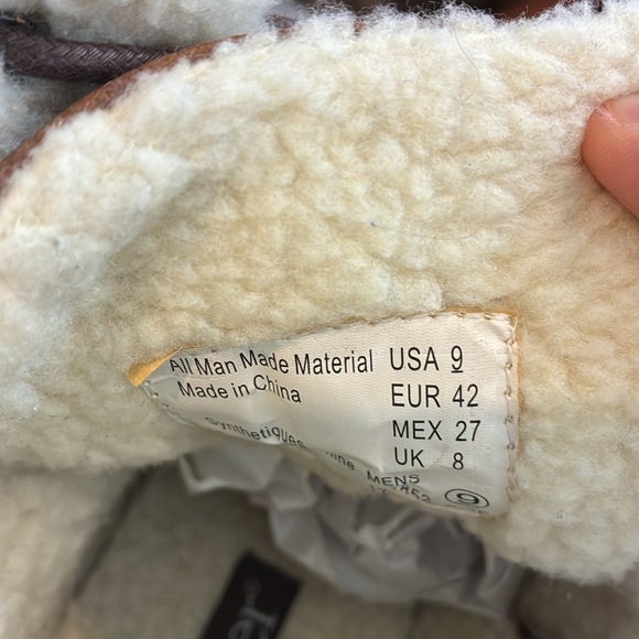 Dexter faux brown leather faux Sherpa lined ankle boots lace up & zip up Size 9 - Picture 11 of 16